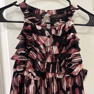 The Limited Black and Pink Ruffle Halter Top